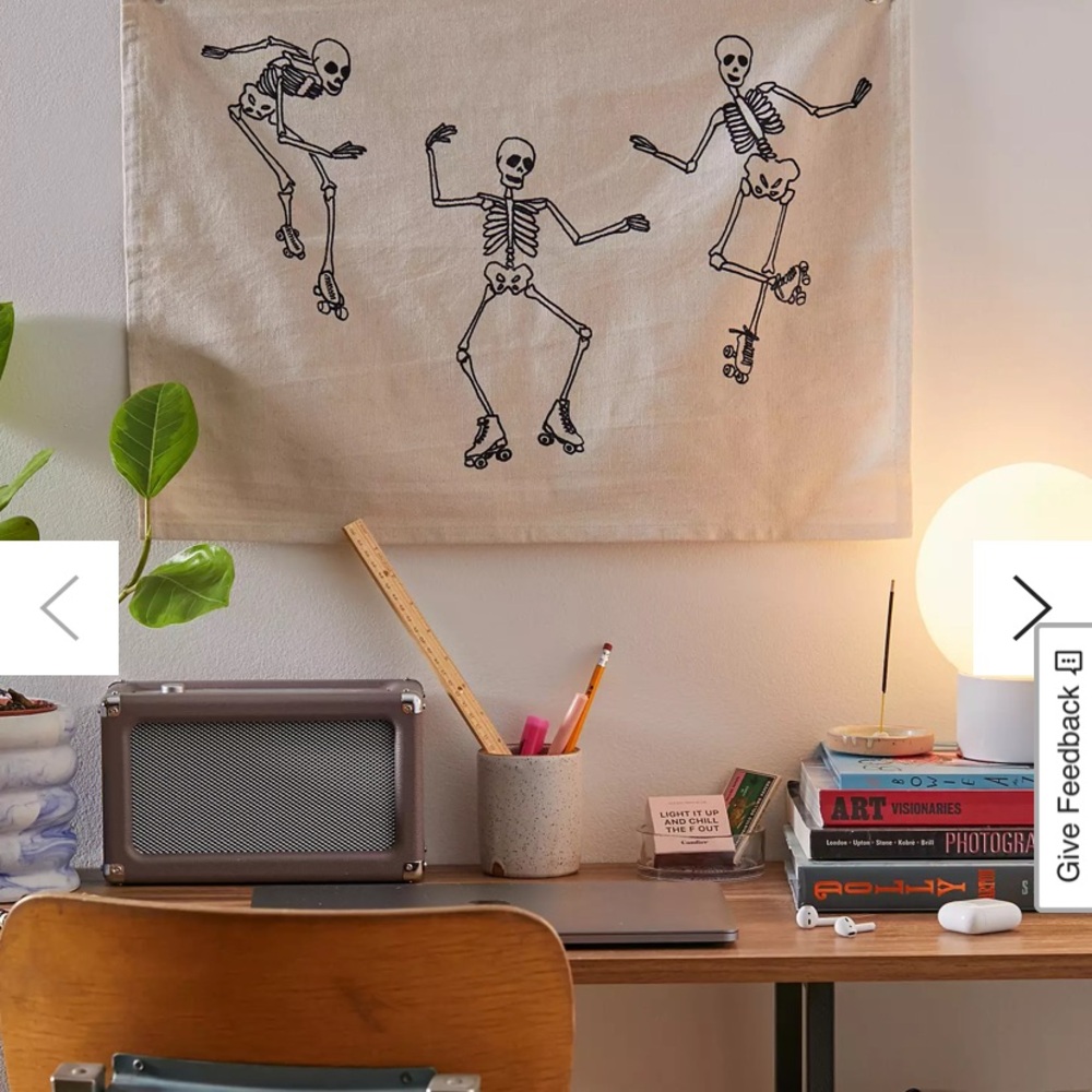 Rollerblading Skeleton Tapestry